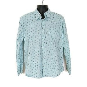 Charleston Threads Mens sz L Shirt Blue Plaid Nautical Button Up Collared